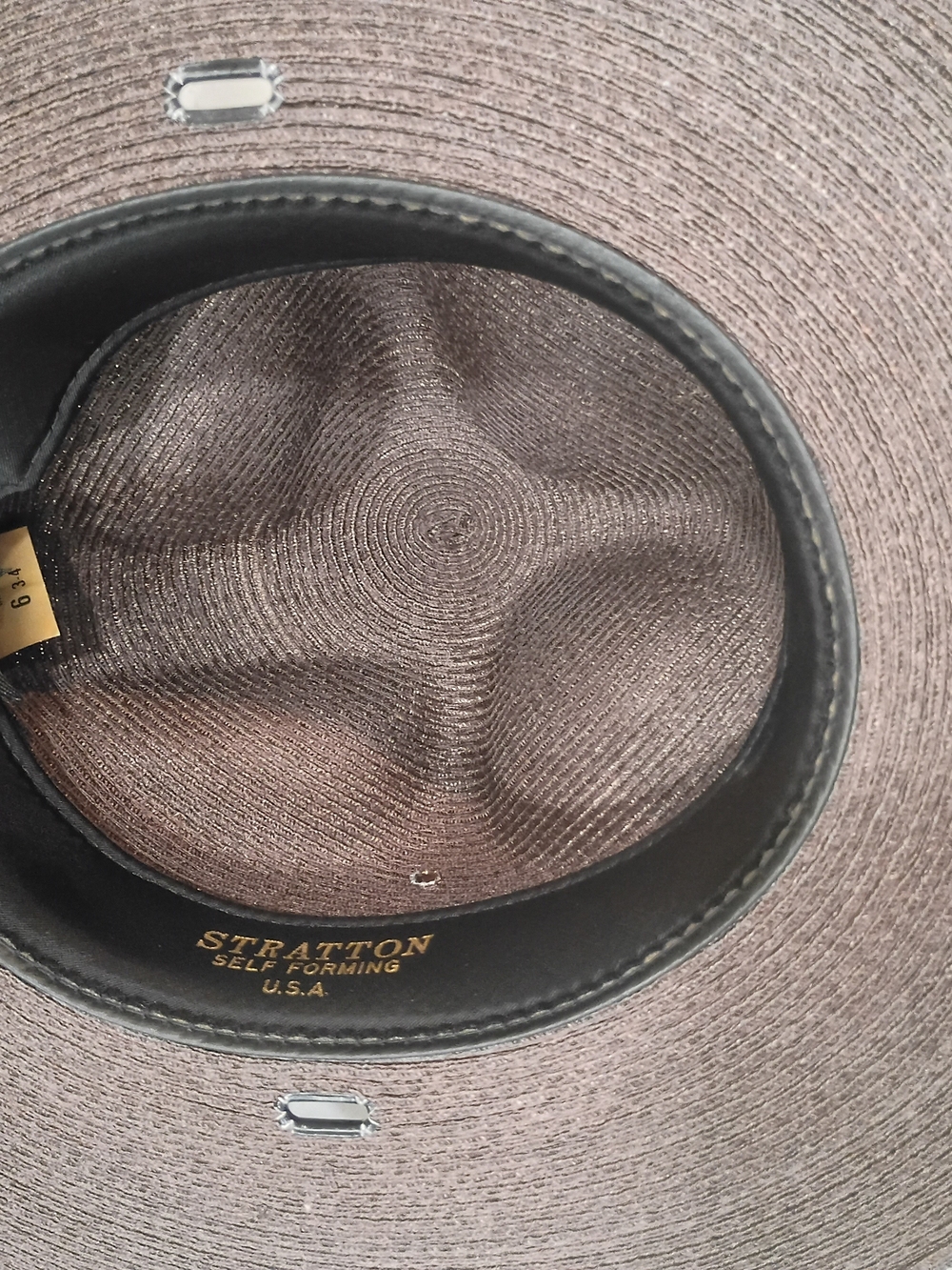 Vintage "Stratton Self Form U.S.A" Dark Brown Straw Hat Size 6 3/4 - Picture 9 of 9